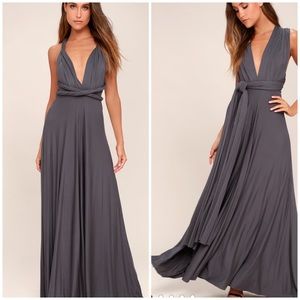 🆕LULU'S gray maxi dress multi-way dress Size Medium